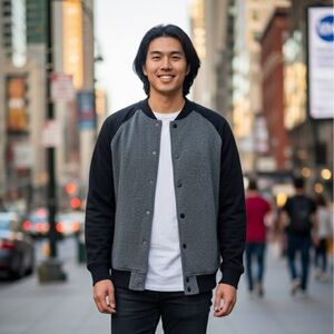 H&M Black and Gray Bomber Jacket